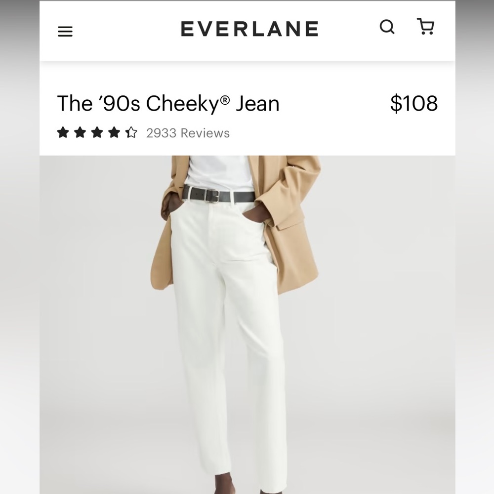 Everlane 90s Cheeky Jean size 27 color bone white